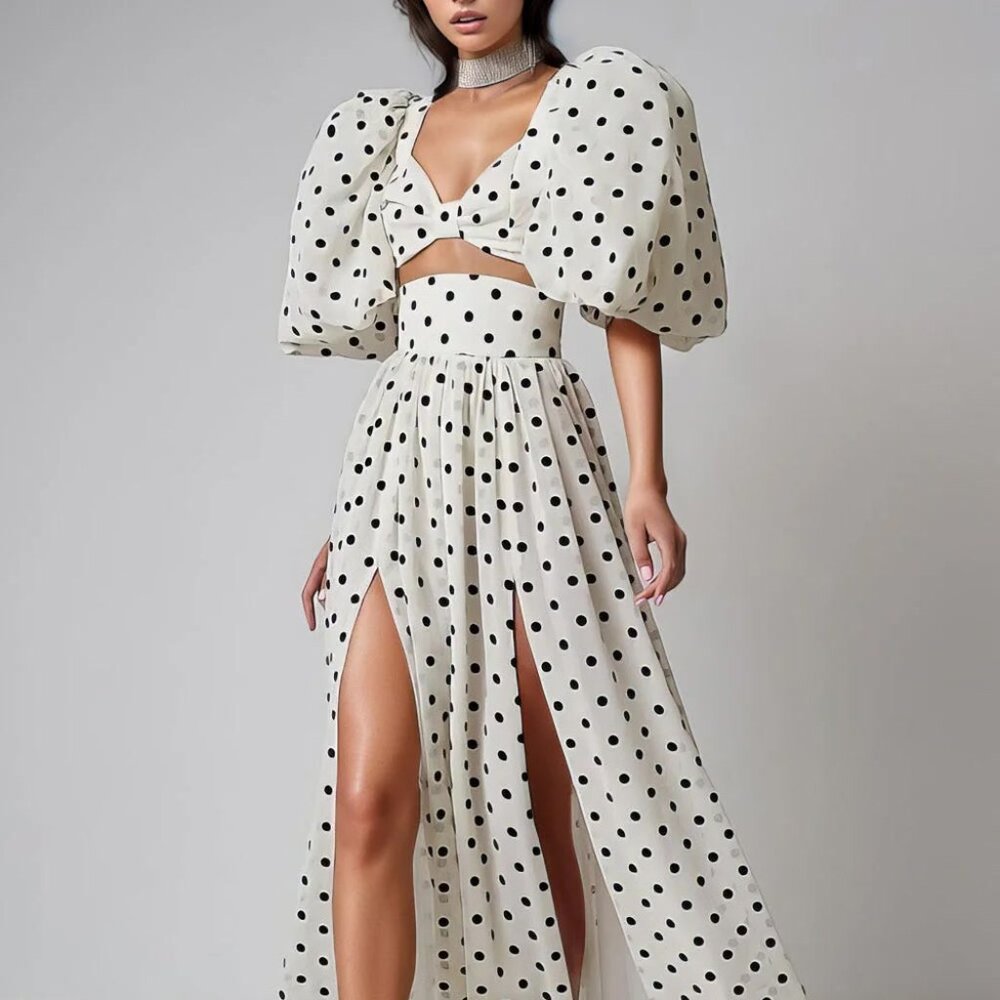 Polka Dot 2-Piece Set Black & White